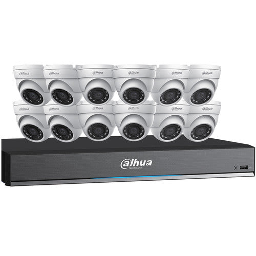 Dahua 16-Channel 8MP Pentabrid DVR with 4TB HDD & 12 5MP Outdoor Night Vision Turret Cameras
