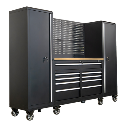 OCTOBER 100" Rolling Tool Chest Workstation with Bench Top & Side Cabinets