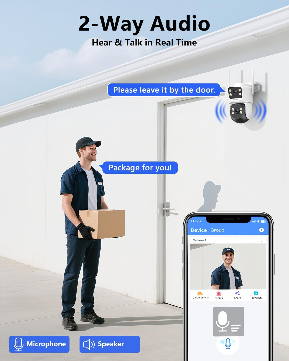 Wireless Security Camera System, 4MP PTZ Outdoor Wifi Video Surveillance | 350° PTZ Control, Color Night Vision, Motion Detection, 2-Way Audio, No Monthly Fee, Auto Tracking