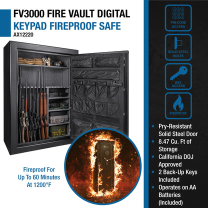 Tall Fireproof Safe Vault in Black – Solid Steel Security Safe for Home and Office