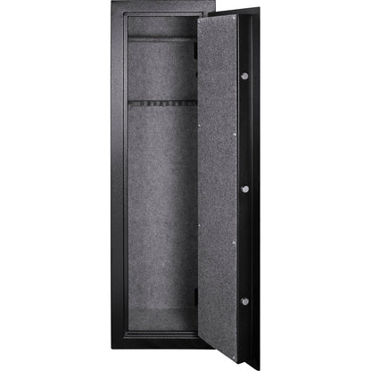 Biometric Keypad Rifle Safe – Black Steel Firearm Storage Cabinet