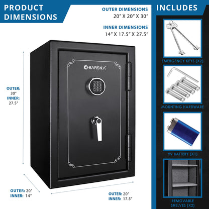 Fireproof Protection Safe Vault – Black Steel Safe with Electronic Keypad Lock