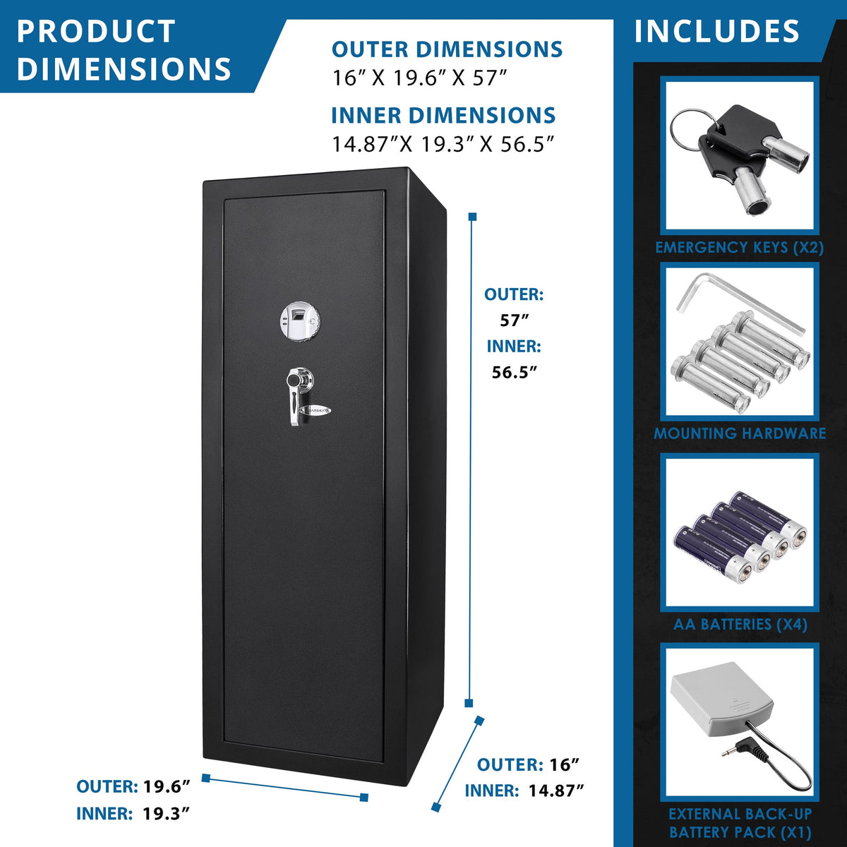9.33 Cubic Ft Tall Biometric Rifle Safe – Steel Firearm Storage with Silent Mode
