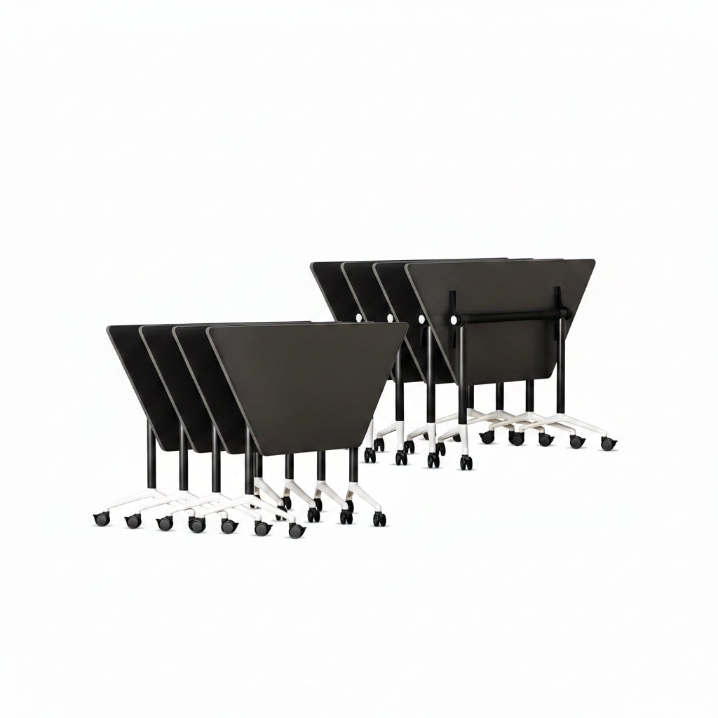Folding Conference Room Table with Wheels, Flip Top Mobile Training Room Tables, Modular Rolling Meeting Table, Space Saving Conference Tables for Office Classroom Seminar, 6-12 Person（2Pcs）