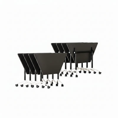 Folding Conference Room Table with Wheels, Flip Top Mobile Training Room Tables, Modular Rolling Meeting Table, Space Saving Conference Tables for Office Classroom Seminar, 6-12 Person（2Pcs）