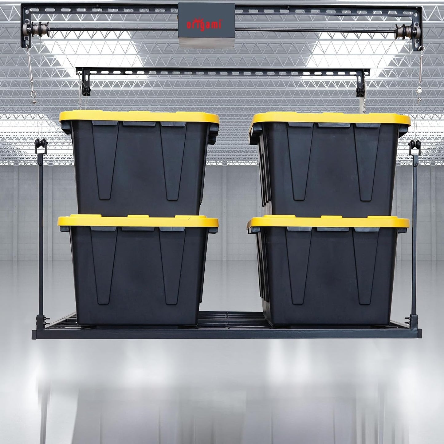 Motorized Garage Ceiling Storage Rack, 52" X 25" Heavy-Duty Overhead Lift System with 250 Lbs Capacity for Storing Decorations or Equipment