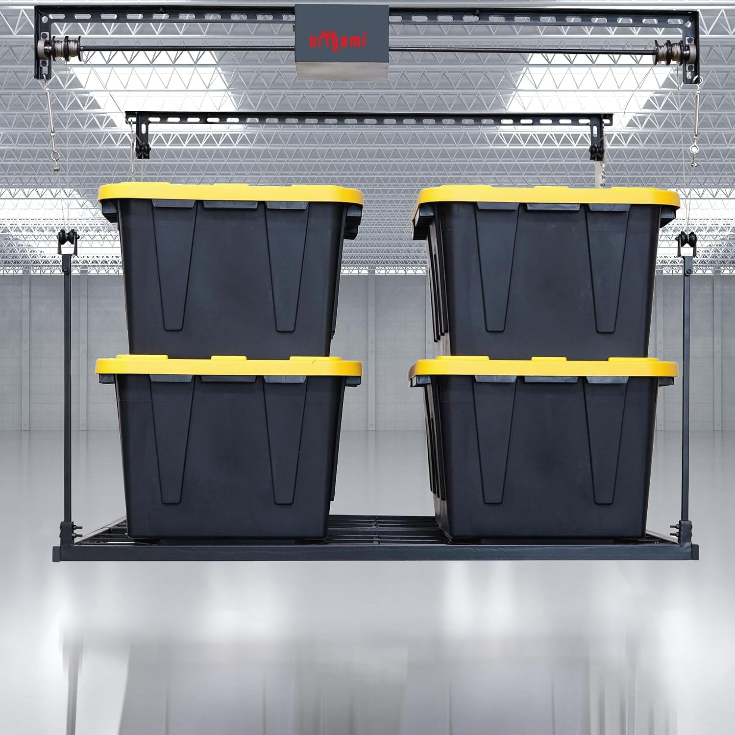 Motorized Garage Ceiling Storage Rack, 52" X 25" Heavy-Duty Overhead Lift System with 250 Lbs Capacity for Storing Decorations or Equipment