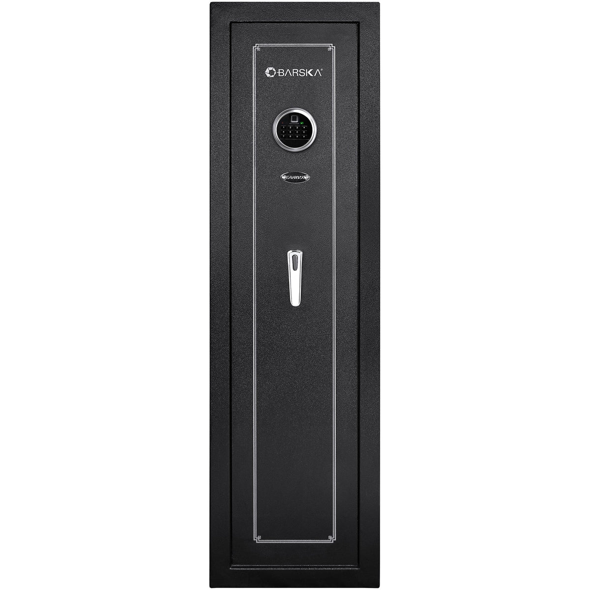 Biometric Keypad Rifle Safe – Black Steel Firearm Storage Cabinet