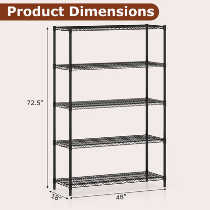 5-Tier Metal Storage Shelving Unit – Heavy-Duty Adjustable Wire Shelves