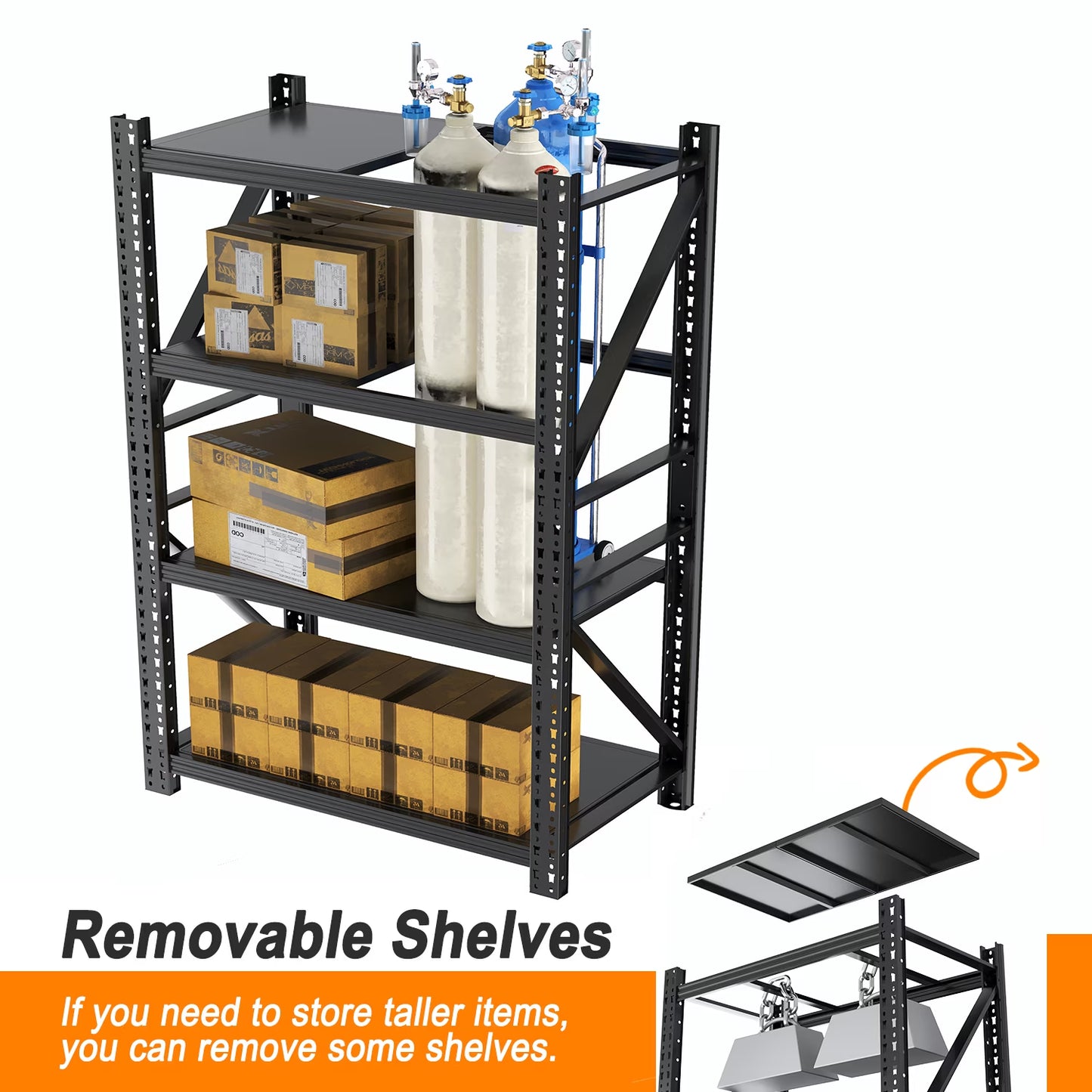 Heavy Duty Garage Shelving,73"H 3000LBS Load Capacity Metal Garage Storage Shelves Adjustable Industrial Shelving Unit for Garage,Warsehouse,Workshop