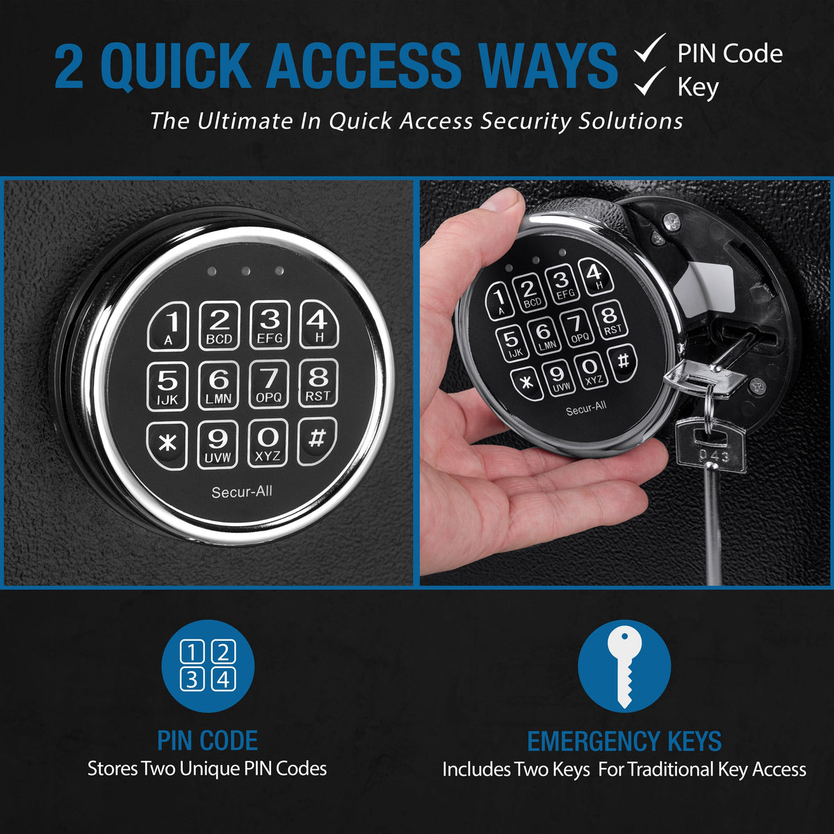 Tall Fireproof Protection Safe Vault – Black Solid Steel Safe with Electronic Keypad