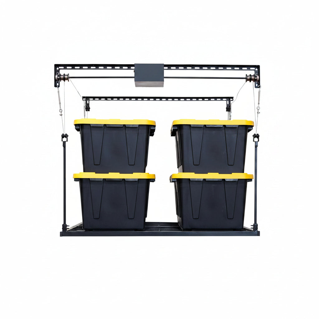 Motorized Garage Ceiling Storage Rack, 52" X 25" Heavy-Duty Overhead Lift System with 250 Lbs Capacity for Storing Decorations or Equipment