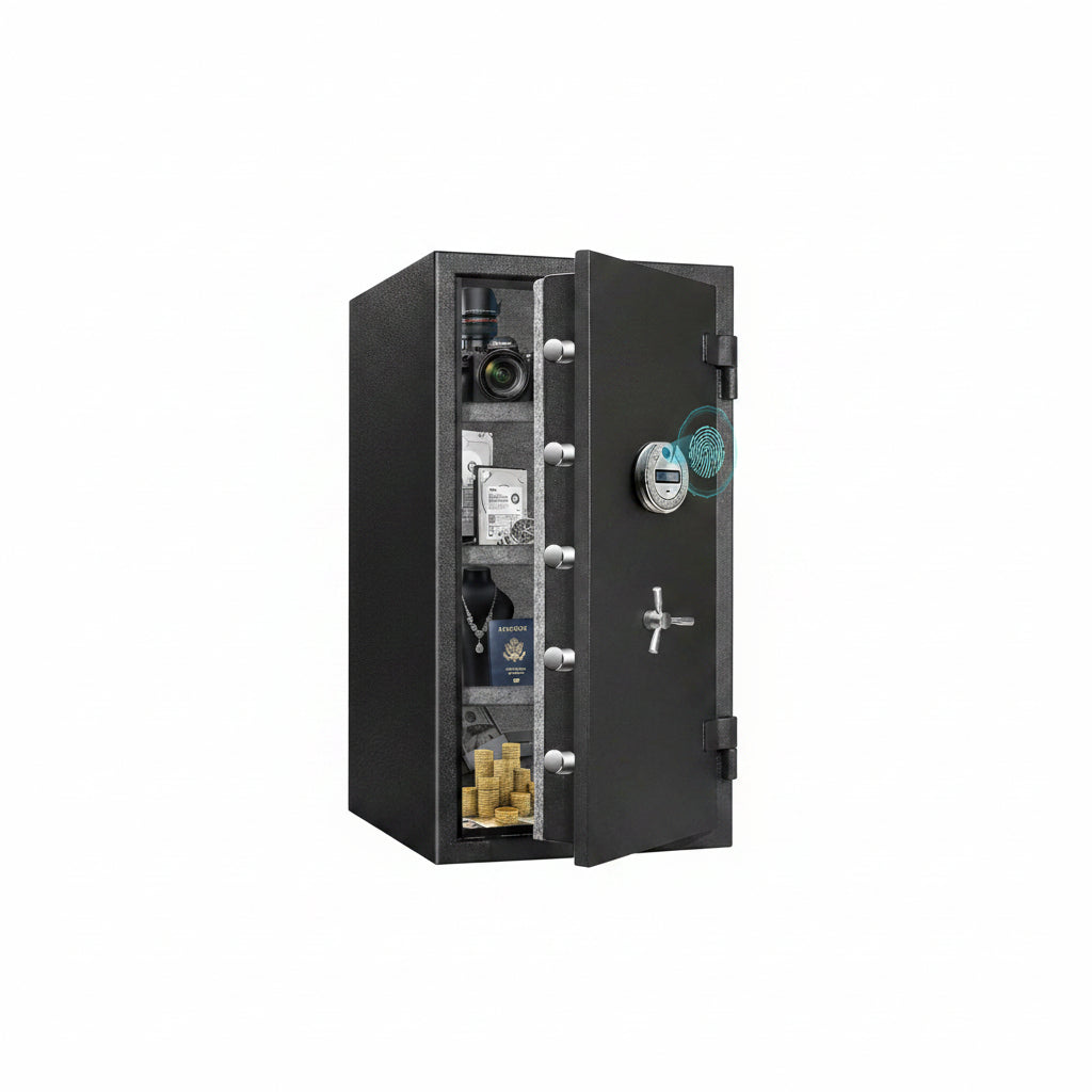 [Genuine Fireproof] 9.8 Cub Extra Large Biometric Waterproof Fireproof Safe for Home, [Dual Mode] 124 Lbs Heavy Duty Fire Proof Safe for Document Business Office