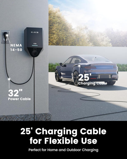 Smart Level 2 EV Charger, Active Load Management, Solar EV Charging Mode, Wi-Fi Enabled, OCPP Compatible & Future-Proof, 40A NEMA 14-50 Plug-In EV Charger for Home with J1772 Connector