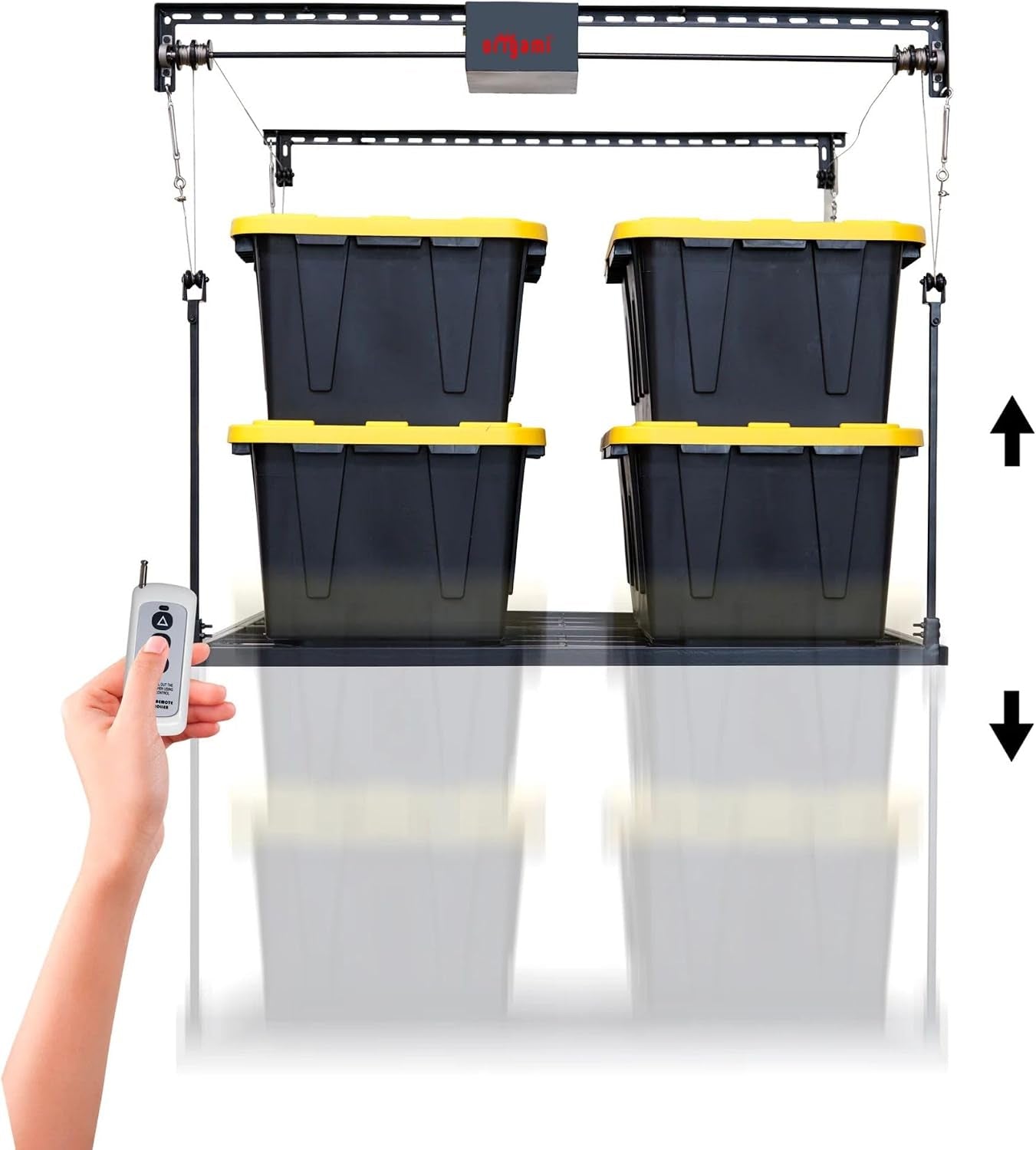 Motorized Garage Ceiling Storage Rack, 52" X 25" Heavy-Duty Overhead Lift System with 250 Lbs Capacity for Storing Decorations or Equipment