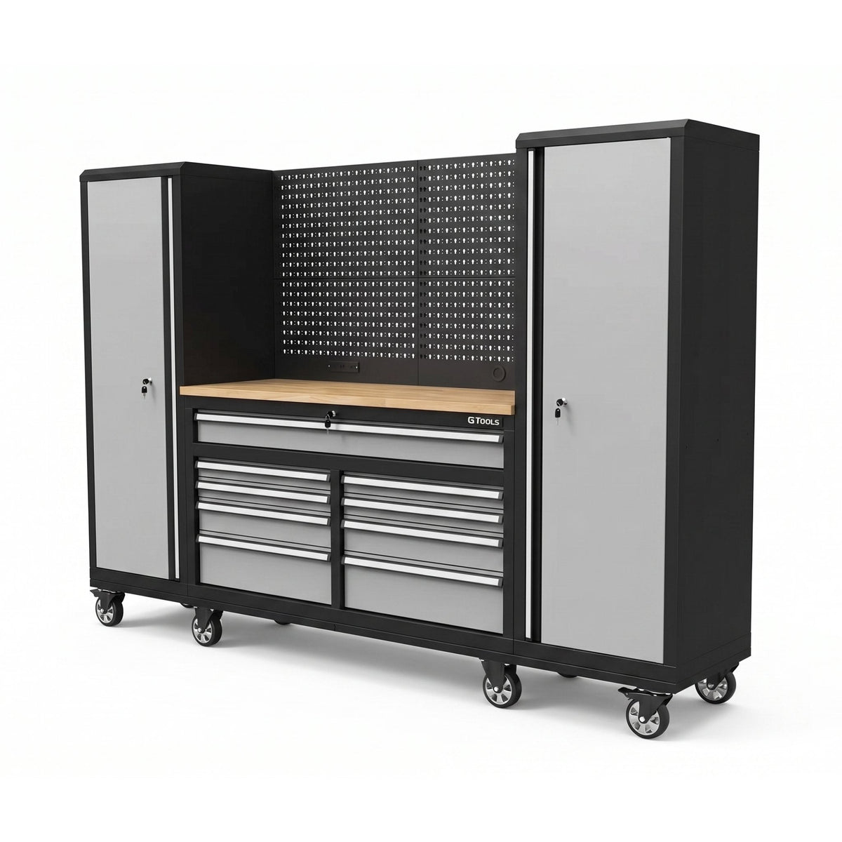 OCTOBER 100" Rolling Tool Chest Workstation with Bench Top & Side Cabinets