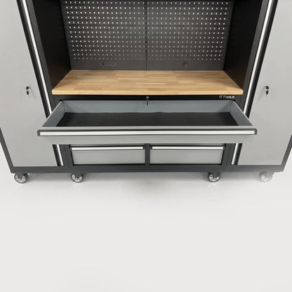 OCTOBER 100" Rolling Tool Chest Workstation with Bench Top & Side Cabinets