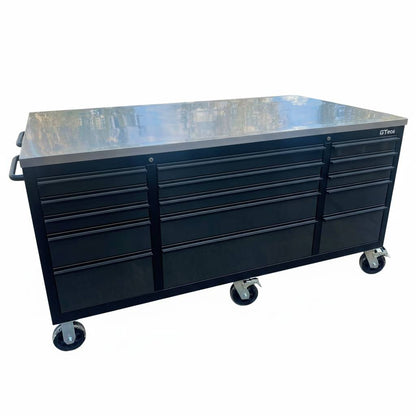 OCTOBER Large Steel 71x39" Garage Island Workbench – Stainless Steel Top