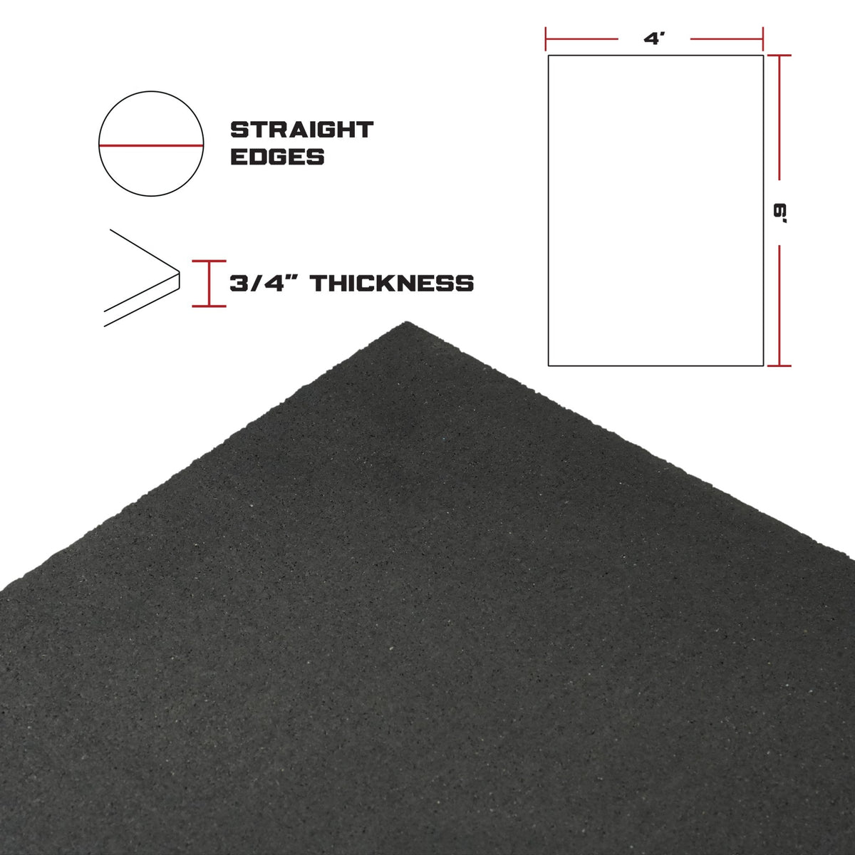 Eco 6' x 4' Rubber Gym Mat - 3/4" Thick