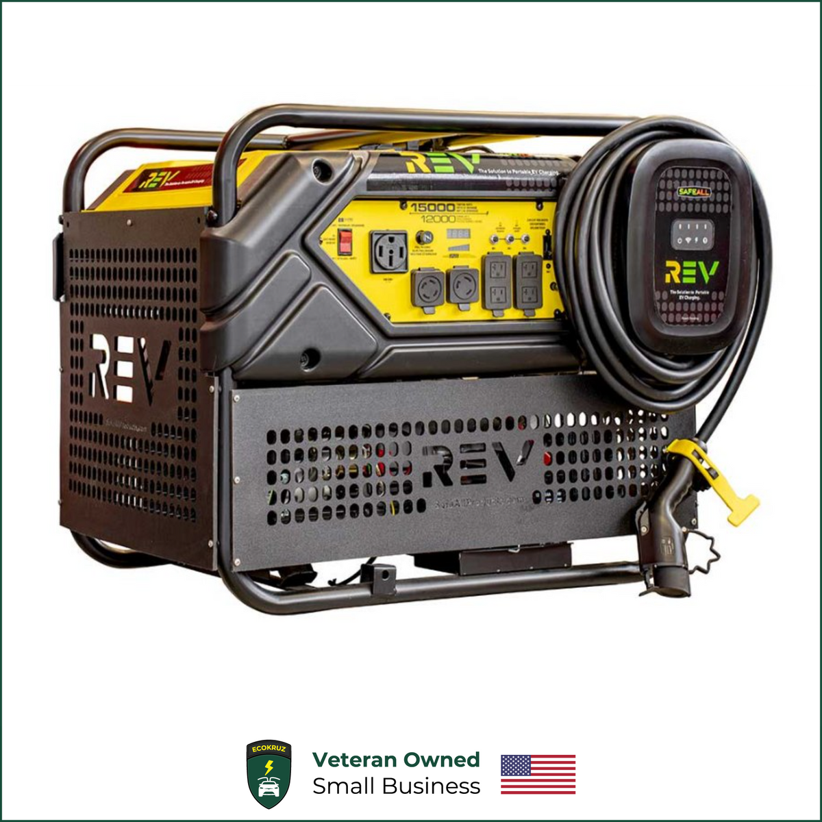 SafeAll REV 11.5 kW/48A Level 2 Portable EV Charging Charger System 10.9 Gallon Gas Generator