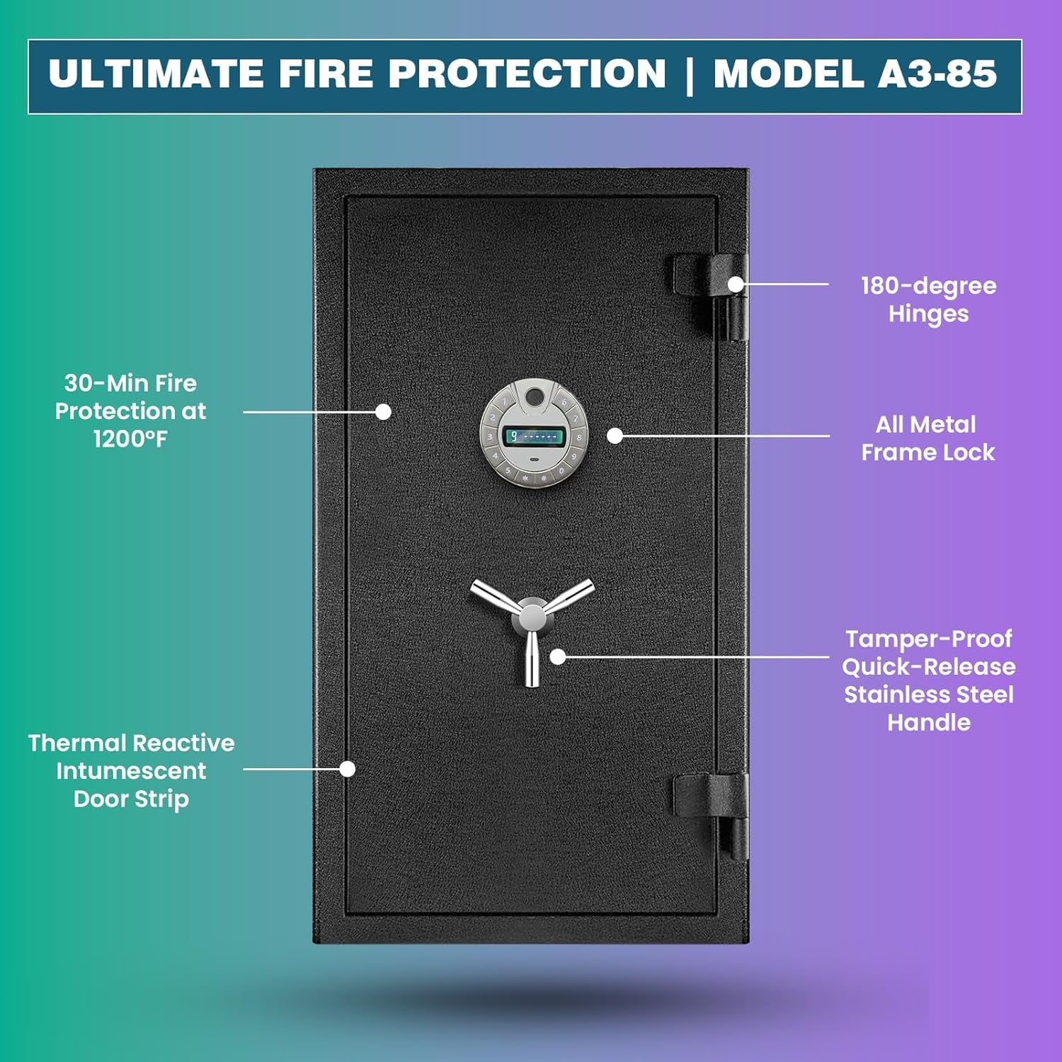 [Genuine Fireproof] 9.8 Cub Extra Large Biometric Waterproof Fireproof Safe for Home, [Dual Mode] 124 Lbs Heavy Duty Fire Proof Safe for Document Business Office