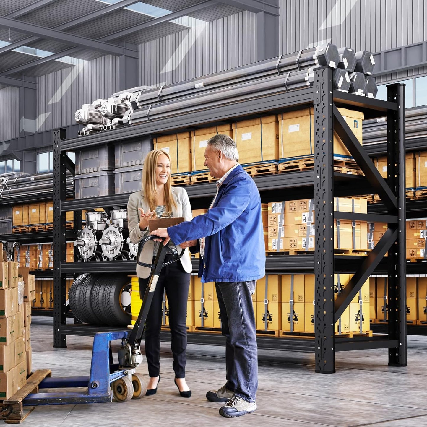 5000LBS Garage Shelving Heavy Duty, 4 Tier Adjustable Storage Shelves, Heavy Duty Metal Shelving Unit for Garage, Basement, Warehouse, Storage Room, Garage Storage Shelves, 69" W X 24" D X 64" H Black