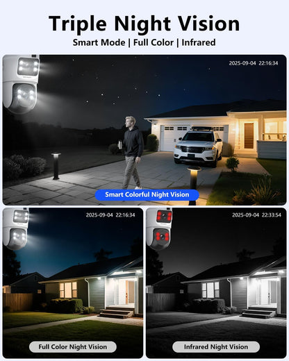 Wireless Security Camera System, 4MP PTZ Outdoor Wifi Video Surveillance | 350° PTZ Control, Color Night Vision, Motion Detection, 2-Way Audio, No Monthly Fee, Auto Tracking