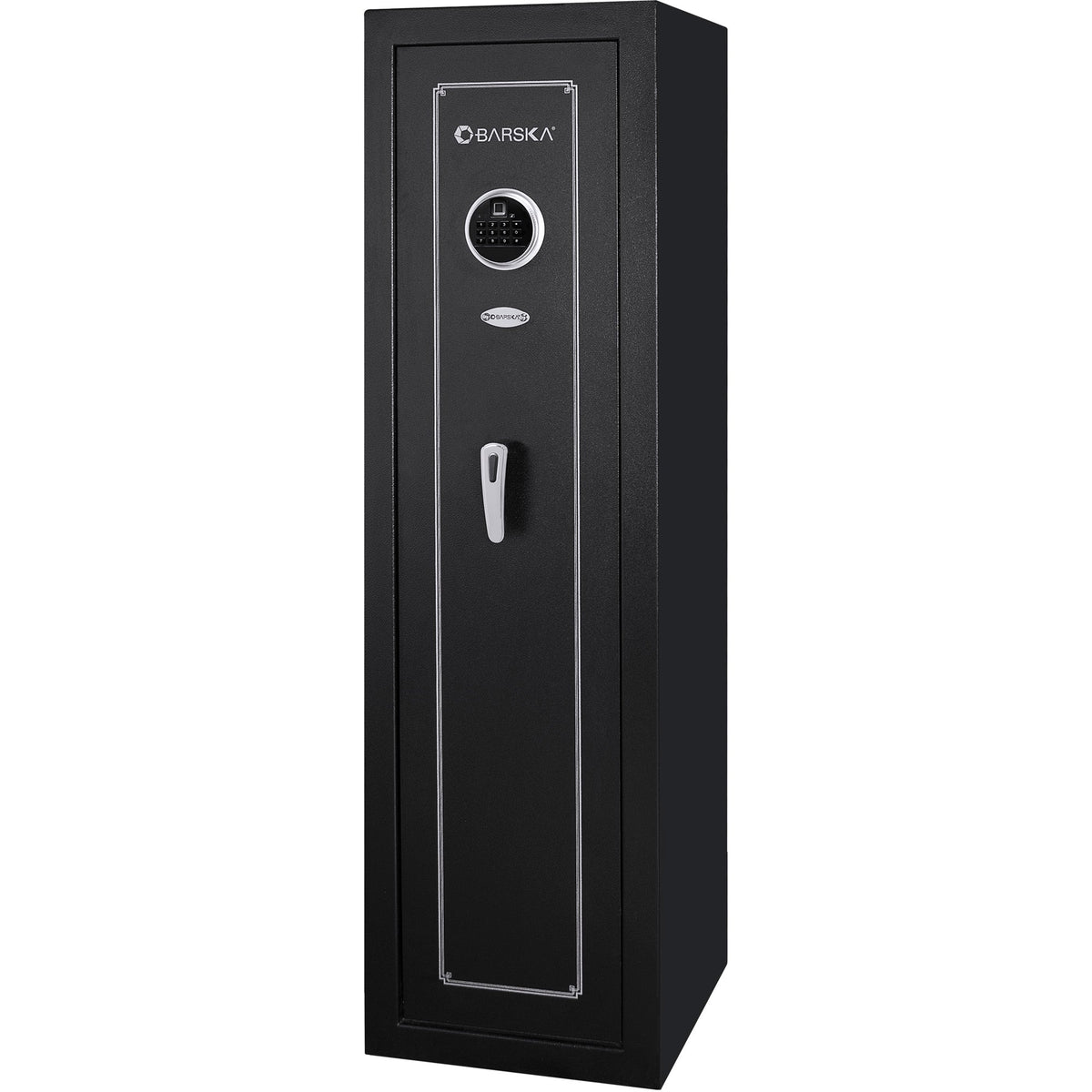 Biometric Keypad Rifle Safe – Black Steel Firearm Storage Cabinet