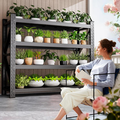 5000LBS Garage Shelving Heavy Duty, 4 Tier Adjustable Storage Shelves, Heavy Duty Metal Shelving Unit for Garage, Basement, Warehouse, Storage Room, Garage Storage Shelves, 69" W X 24" D X 64" H Black