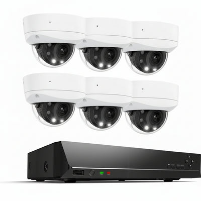 4K Outdoor Home Security System Cameras, 5X Optical Zoom, Color Night Vision, Smart Detection, IK10 Vandalproof, 6X RLC-843A Bundle 8 Channel Network Video Recorder RLN8-410