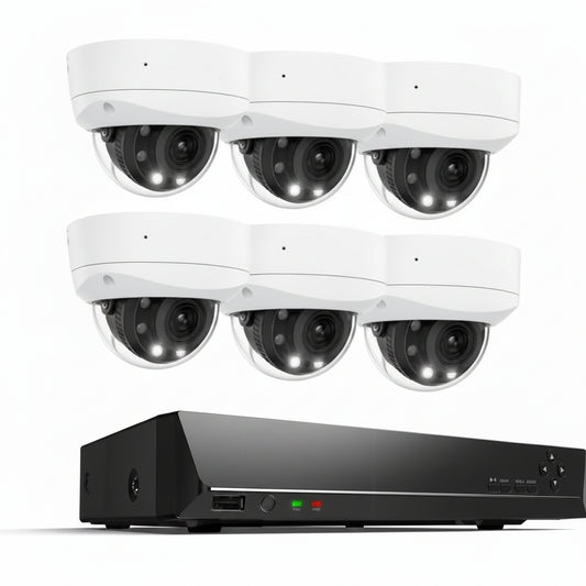 4K Outdoor Home Security System Cameras, 5X Optical Zoom, Color Night Vision, Smart Detection, IK10 Vandalproof, 6X RLC-843A Bundle 8 Channel Network Video Recorder RLN8-410
