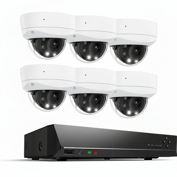 4K Outdoor Home Security System Cameras, 5X Optical Zoom, Color Night Vision, Smart Detection, IK10 Vandalproof, 6X RLC-843A Bundle 8 Channel Network Video Recorder RLN8-410