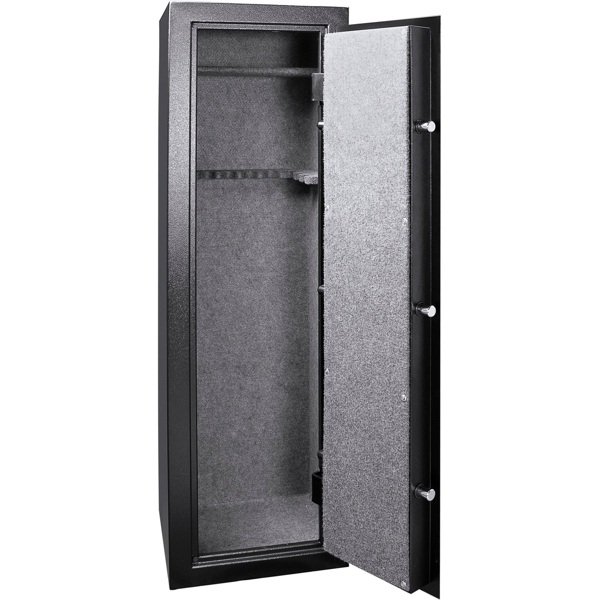 Biometric Keypad Rifle Safe – Black Steel Firearm Storage Cabinet