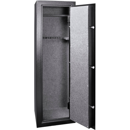 Biometric Keypad Rifle Safe – Black Steel Firearm Storage Cabinet