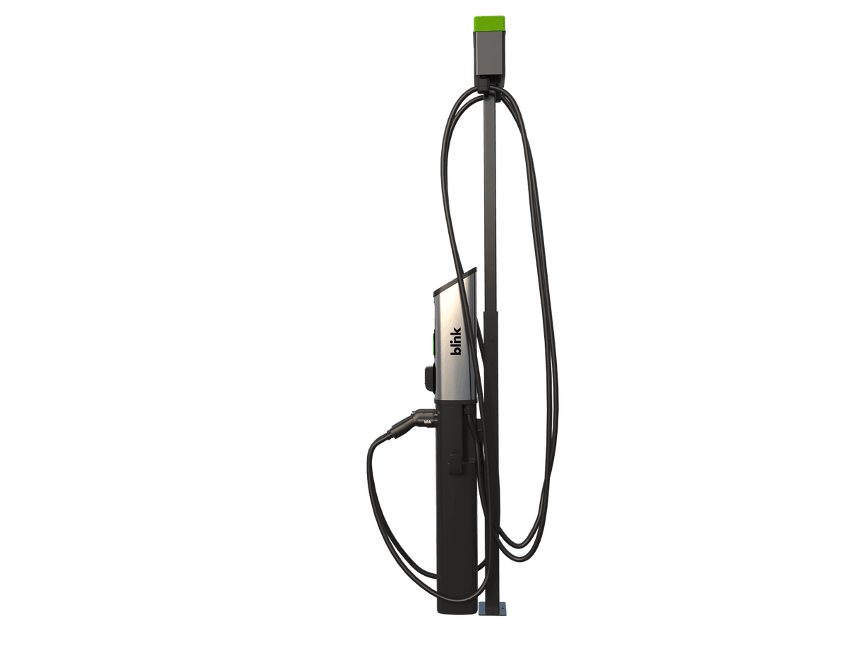 BLINK Series 8 (ISO Model) Level 2 Commercial EV Charging Station 80A Dual Port w/ One Year Full Service LTE Cloud & CC & Pedestal Bundle